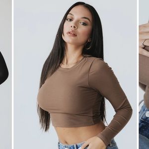 Klassy Network long sleeve cropped Brami top